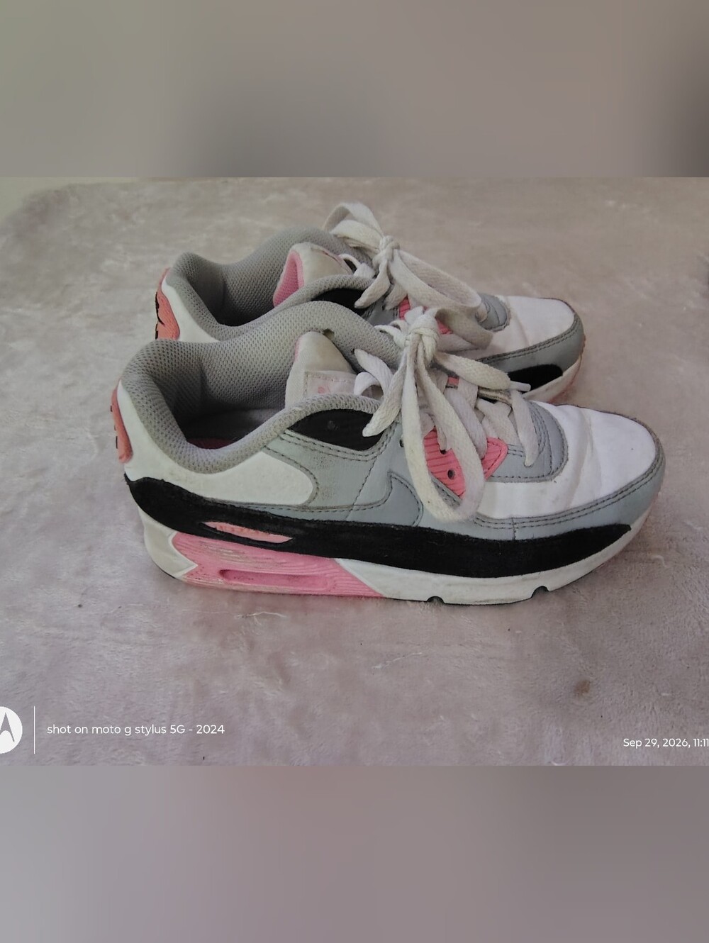 Nike Air Max 90 GS Kids girls Sneaker 3Y White/Gray/Pink/Black